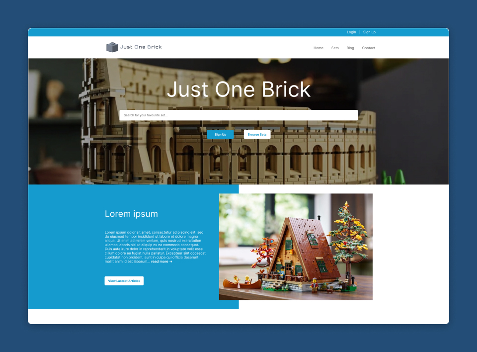 Just One Brick home page.